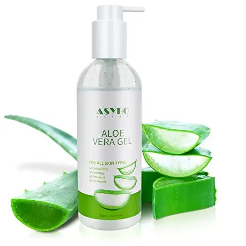 Produktbild: ASYBO 300 ml Aloe Vera Gel, 100% natürliche, reine Aloe Vera Feuchtigkeitscreme, After-Sun-Pflege, reduziert Akne, repariert Narben