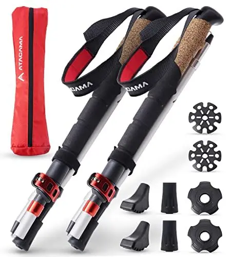 Produktbild: ATACAMA Nordic Walking Stöcke Damen und Herren Wanderstöcke Faltbar aus Carbon und Aluminium - verstellbar Gummipuffer - Trekkingstöcke Wanderstöcke leicht faltbar Wanderstock
