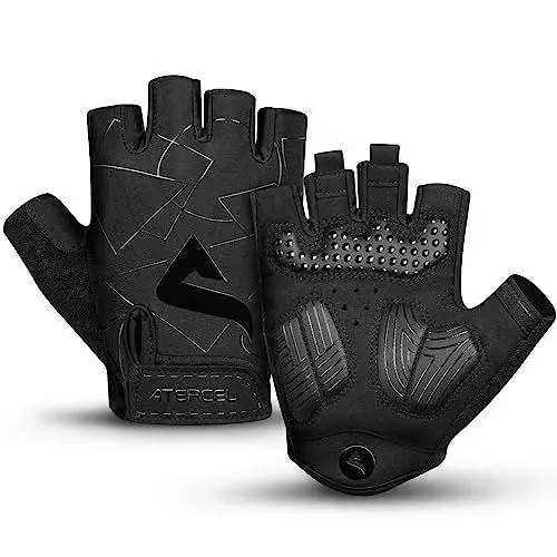 Produktbild: ATERCEL Fahrradhandschuhe Halbfinger für Herren Damen - Radsporthandschuhe MTB Handschuhe mit SBR-Polsterung für Radfahren, MTB, Fitness (M)