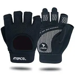 Produktbild: ATERCEL Fitness Handschuhe Fahrradhandschuhe für Herren und Damen, Atmungsaktive Trainingshandschuhe für Krafttraining,Bodybuilding,Kraftsport & Crossfit Training Schwarz L