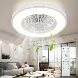 Produktbild: Ateroll Deckenventilator mit Licht, Gleichstrommotor 25W, LED 45W, RGB (3000 K-6500 K), 3000 LM, 6 einstellbare Windgeschwindigkeiten mit Fernbedienung, Timer, Lichtspeicher, 7 umkehrbare Lüfterflügel
