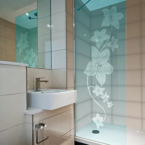 Produktbild: atFoliX Glasdekorfolie Hawaiiblume 3 teilig Milchglasfolie FX Sticker Sichtschutz Dekoration Aufkleber