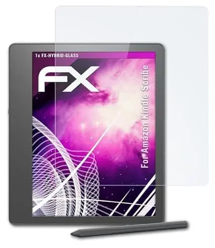 Produktbild: atFoliX Glasfolie kompatibel mit Amazn Kindl Scribe Panzerfolie, 9H Hybrid-Glass FX Schutzpanzer Folie