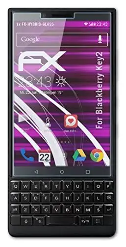 Produktbild: atFoliX Glasfolie kompatibel mit Blackberry Key2 Panzerfolie, 9H Hybrid-Glass FX Schutzpanzer Folie