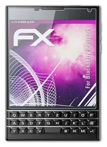 Produktbild: atFoliX Glasfolie kompatibel mit Blackberry Passport Panzerfolie, 9H Hybrid-Glass FX Schutzpanzer Folie