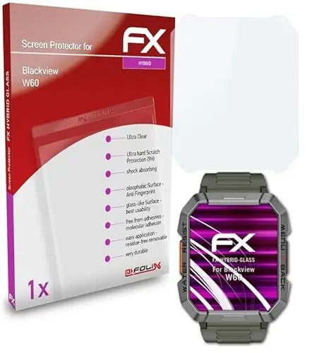 Produktbild: atFoliX Glasfolie kompatibel mit Blackview W60 Panzerfolie, 9H Hybrid-Glass FX Schutzpanzer Folie
