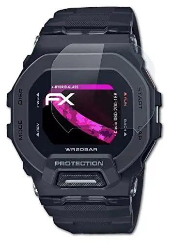 Produktbild: atFoliX Glasfolie kompatibel mit Casio GBD-200-1ER Panzerfolie, 9H Hybrid-Glass FX Schutzpanzer Folie