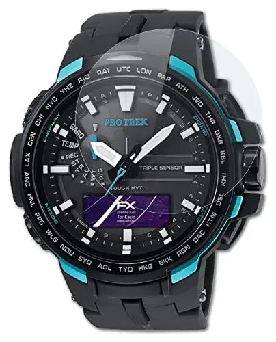Produktbild: atFoliX Glasfolie kompatibel mit Casio PRW-6100Y-1AER Panzerfolie, 9H Hybrid-Glass FX Schutzpanzer Folie