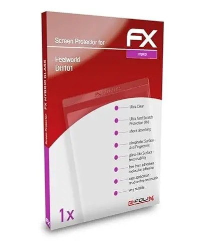Produktbild: atFoliX Glasfolie kompatibel mit Feelworld DH101 Panzerfolie, 9H Hybrid-Glass FX Schutzpanzer Folie