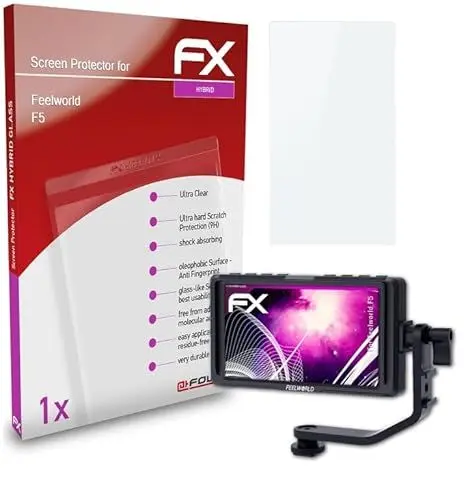 Produktbild: atFoliX Glasfolie kompatibel mit Feelworld F5 Panzerfolie, 9H Hybrid-Glass FX Schutzpanzer Folie