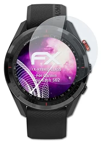 Produktbild: atFoliX Glasfolie kompatibel mit Garmin Approach S62 Panzerfolie, 9H Hybrid-Glass FX Schutzpanzer Folie
