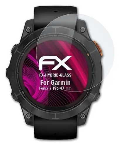 Produktbild: atFoliX Glasfolie kompatibel mit Garmin Fenix 7 Pro 47 mm Panzerfolie, 9H Hybrid-Glass FX Schutzpanzer Folie