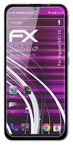 Produktbild: atFoliX Glasfolie kompatibel mit Gigaset GS110 Panzerfolie, 9H Hybrid-Glass FX Schutzpanzer Folie