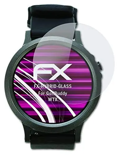 Produktbild: atFoliX Glasfolie kompatibel mit GolfBuddy WTX Panzerfolie, 9H Hybrid-Glass FX Schutzpanzer Folie