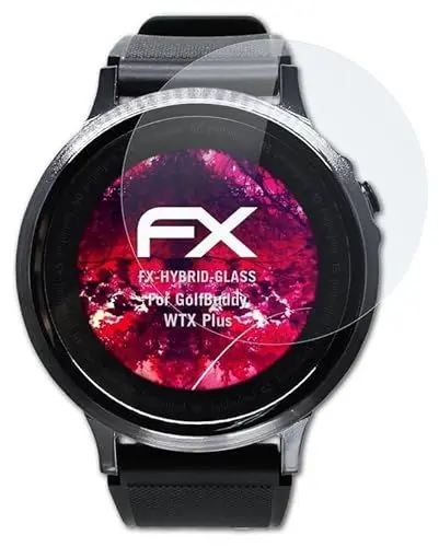 Produktbild: atFoliX Glasfolie kompatibel mit GolfBuddy WTX Plus Panzerfolie, 9H Hybrid-Glass FX Schutzpanzer Folie