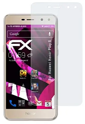 Produktbild: atFoliX Glasfolie kompatibel mit Huawei Honor Play 6 Panzerfolie, 9H Hybrid-Glass FX Schutzpanzer Folie