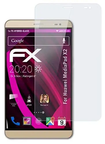 Produktbild: atFoliX Glasfolie kompatibel mit Huawei MediaPad X2 Panzerfolie, 9H Hybrid-Glass FX Schutzpanzer Folie