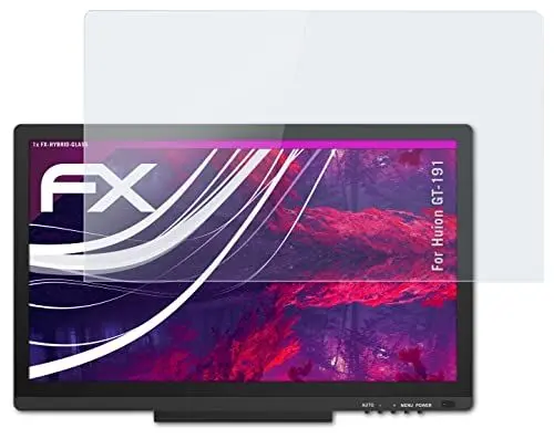 Produktbild: atFoliX Glasfolie kompatibel mit Huion GT-191 Panzerfolie, 9H Hybrid-Glass FX Schutzpanzer Folie