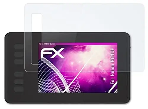 Produktbild: atFoliX Glasfolie kompatibel mit Huion H640P Panzerfolie, 9H Hybrid-Glass FX Schutzpanzer Folie