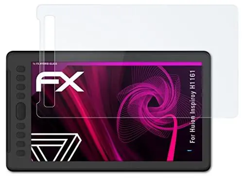 Produktbild: atFoliX Glasfolie kompatibel mit Huion Inspiroy H1161 Panzerfolie, 9H Hybrid-Glass FX Schutzpanzer Folie