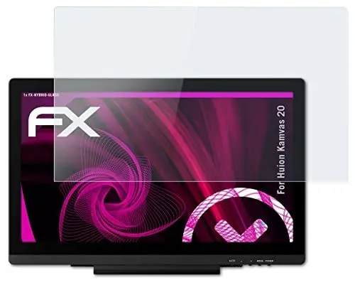 Produktbild: atFoliX Glasfolie kompatibel mit Huion Kamvas 20 Panzerfolie, 9H Hybrid-Glass FX Schutzpanzer Folie