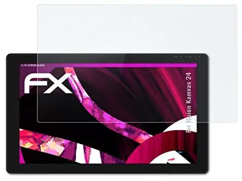 Produktbild: atFoliX Glasfolie kompatibel mit Huion Kamvas 24 Panzerfolie, 9H Hybrid-Glass FX Schutzpanzer Folie