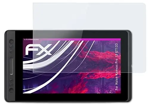 Produktbild: atFoliX Glasfolie kompatibel mit Huion Kamvas Pro 13 GT133 Panzerfolie, 9H Hybrid-Glass FX Schutzpanzer Folie