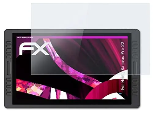 Produktbild: atFoliX Glasfolie kompatibel mit Huion Kamvas Pro 22 Panzerfolie, 9H Hybrid-Glass FX Schutzpanzer Folie