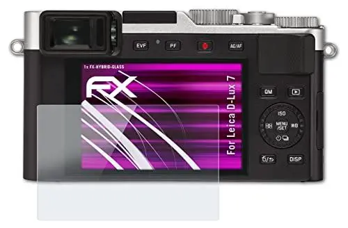 Produktbild: atFoliX Glasfolie kompatibel mit Leica D-Lux 7 Panzerfolie, 9H Hybrid-Glass FX Schutzpanzer Folie