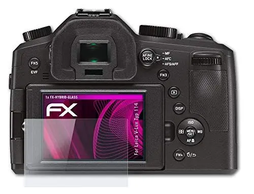 Produktbild: atFoliX Glasfolie kompatibel mit Leica V-Lux Typ 114 Panzerfolie, 9H Hybrid-Glass FX Schutzpanzer Folie