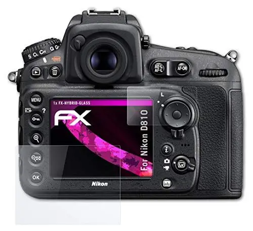 Produktbild: atFoliX Glasfolie kompatibel mit Nikon D810 Panzerfolie, 9H Hybrid-Glass FX Schutzpanzer Folie (1er Set)