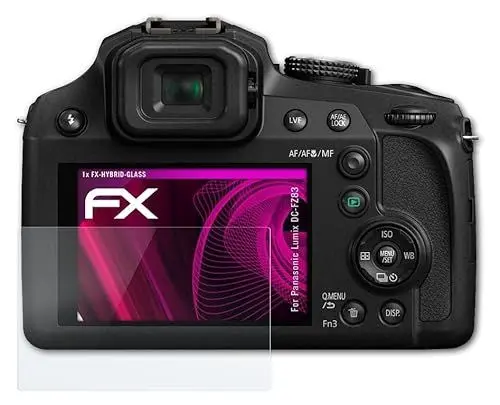 Produktbild: atFoliX Glasfolie kompatibel mit Panasonic Lumix DC-FZ83 Panzerfolie, 9H Hybrid-Glass FX Schutzpanzer Folie