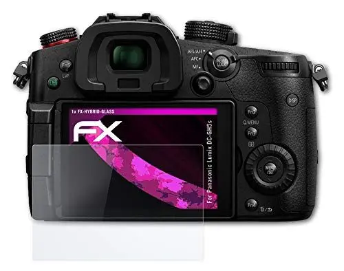 Produktbild: atFoliX Glasfolie kompatibel mit Panasonic Lumix DC-GH5s Panzerfolie, 9H Hybrid-Glass FX Schutzpanzer Folie