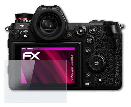 Produktbild: atFoliX Glasfolie kompatibel mit Panasonic Lumix DC-S1H Panzerfolie, 9H Hybrid-Glass FX Schutzpanzer Folie