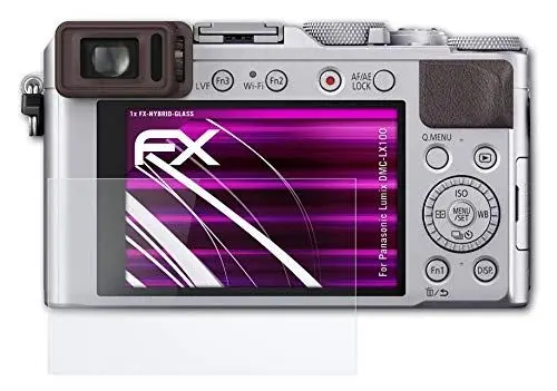 Produktbild: atFoliX Glasfolie kompatibel mit Panasonic Lumix DMC-LX100 Panzerfolie, 9H Hybrid-Glass FX Schutzpanzer Folie