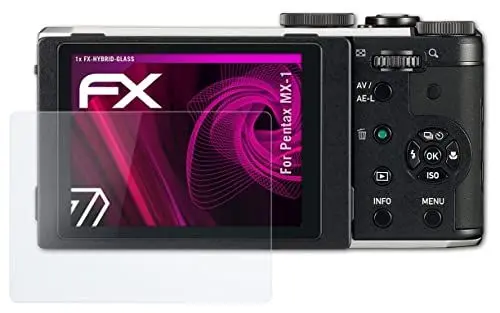 Produktbild: atFoliX Glasfolie kompatibel mit Pentax MX-1 Panzerfolie, 9H Hybrid-Glass FX Schutzpanzer Folie