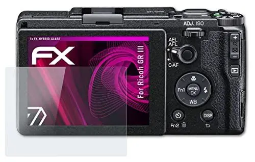 Produktbild: atFoliX Glasfolie kompatibel mit Ricoh GR III Panzerfolie, 9H Hybrid-Glass FX Schutzpanzer Folie