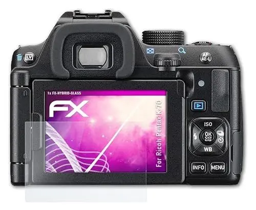 Produktbild: atFoliX Glasfolie kompatibel mit Ricoh Pentax K-70 Panzerfolie, 9H Hybrid-Glass FX Schutzpanzer Folie