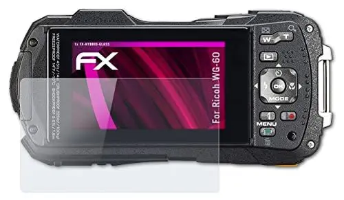 Produktbild: atFoliX Glasfolie kompatibel mit Ricoh WG-60 Panzerfolie, 9H Hybrid-Glass FX Schutzpanzer Folie