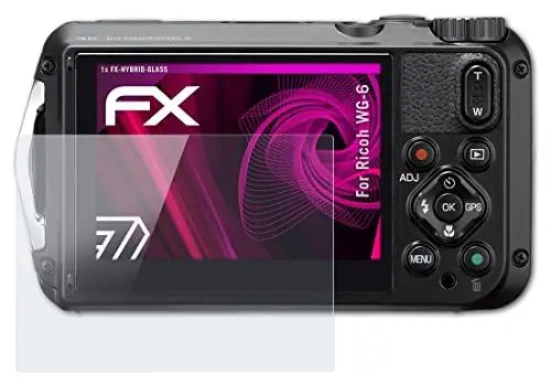 Produktbild: atFoliX Glasfolie kompatibel mit Ricoh WG-6 Panzerfolie, 9H Hybrid-Glass FX Schutzpanzer Folie
