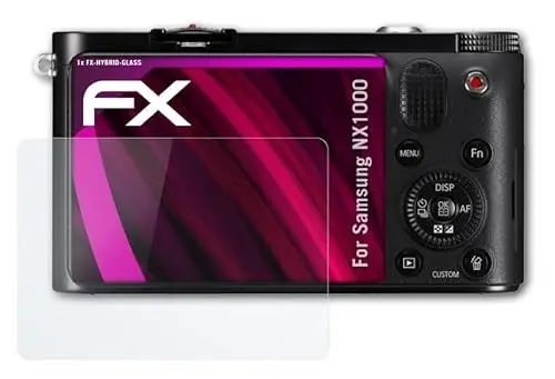 Produktbild: atFoliX Glasfolie kompatibel mit Samsung NX1000 Panzerfolie, 9H Hybrid-Glass FX Schutzpanzer Folie
