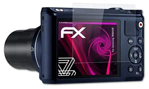 Produktbild: atFoliX Glasfolie kompatibel mit Samsung WB800F Panzerfolie, 9H Hybrid-Glass FX Schutzpanzer Folie