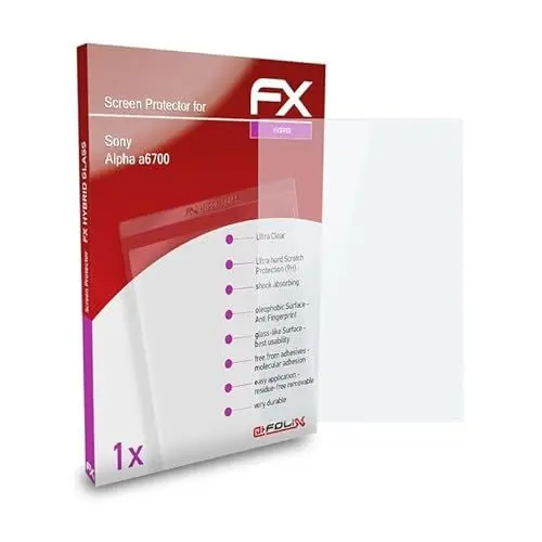 Produktbild: atFoliX Glasfolie kompatibel mit Sony Alpha a6700 Panzerfolie, 9H Hybrid-Glass FX Schutzpanzer Folie