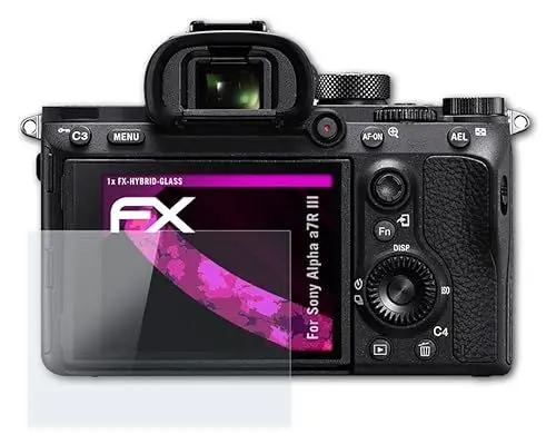 Produktbild: atFoliX Glasfolie kompatibel mit Sony Alpha a7R III Panzerfolie, 9H Hybrid-Glass FX Schutzpanzer Folie