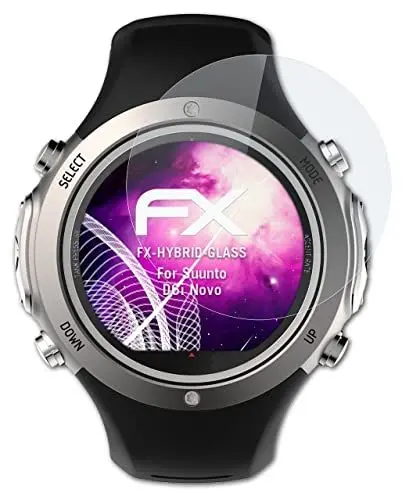 Produktbild: atFoliX Glasfolie kompatibel mit Suunto D6i Novo Panzerfolie, 9H Hybrid-Glass FX Schutzpanzer Folie