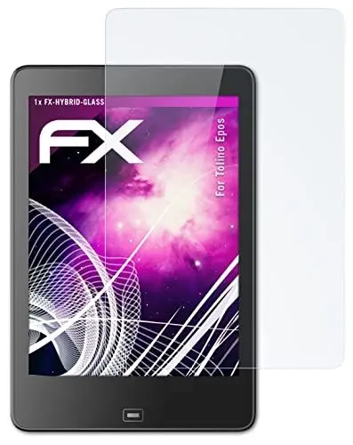 Produktbild: atFoliX Glasfolie kompatibel mit Tolino Epos Panzerfolie, 9H Hybrid-Glass FX Schutzpanzer Folie