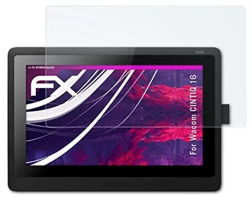 Produktbild: atFoliX Glasfolie kompatibel mit Wacom CINTIQ 16 Panzerfolie, 9H Hybrid-Glass FX Schutzpanzer Folie