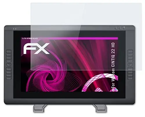 Produktbild: atFoliX Glasfolie kompatibel mit Wacom CINTIQ 22 HD Panzerfolie, 9H Hybrid-Glass FX Schutzpanzer Folie