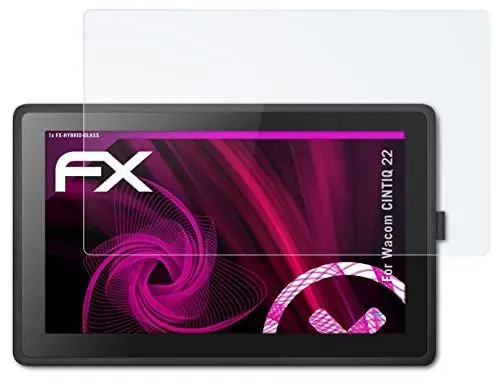 Produktbild: atFoliX Glasfolie kompatibel mit Wacom CINTIQ 22 Panzerfolie, 9H Hybrid-Glass FX Schutzpanzer Folie