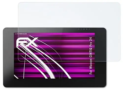 Produktbild: atFoliX Glasfolie kompatibel mit Wacom CINTIQ Pro 24 Panzerfolie, 9H Hybrid-Glass FX Schutzpanzer Folie